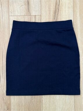 SPAO Navy Blue Mini Skirt Elastic Waist Pencil Bodycon Korean Fashion Womens S